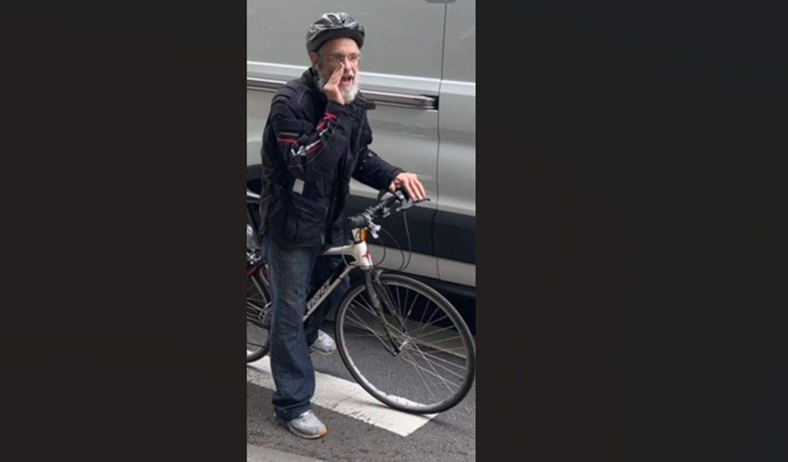 A protester outside the the Daniel Patrick Moynihan United States Courthouse in lower Manhattan as jury selection begins in the Sean “Diddy” Combs federal sex trafficking trial May 5, 2025