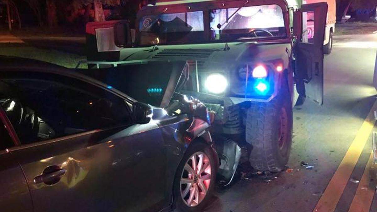 A drunk driver crashed head-on into a St. Lucie County Sheriff’s Office deputy’s high water humvee Tuesday morning, according the sheriff’s office.