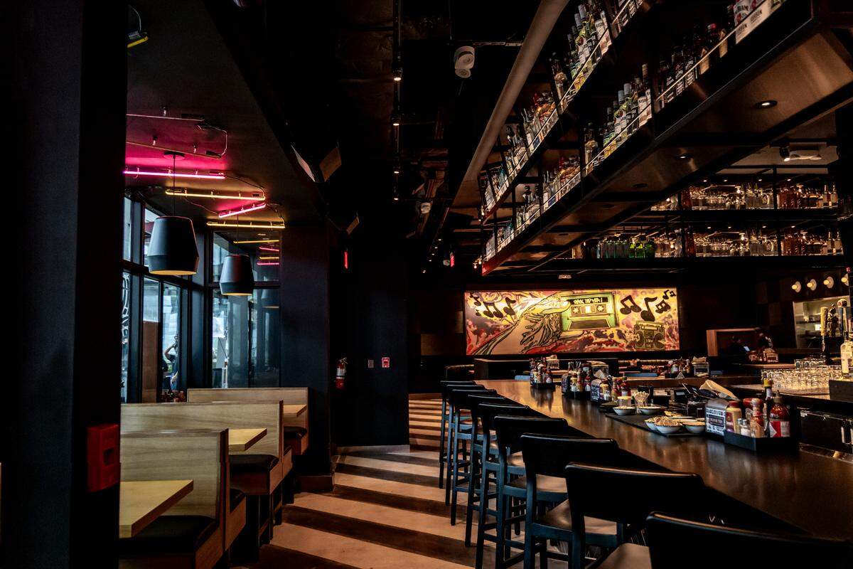 The 20-seat bar at Black Tap Craft Burgers & Beer, which just opened in Brickell.