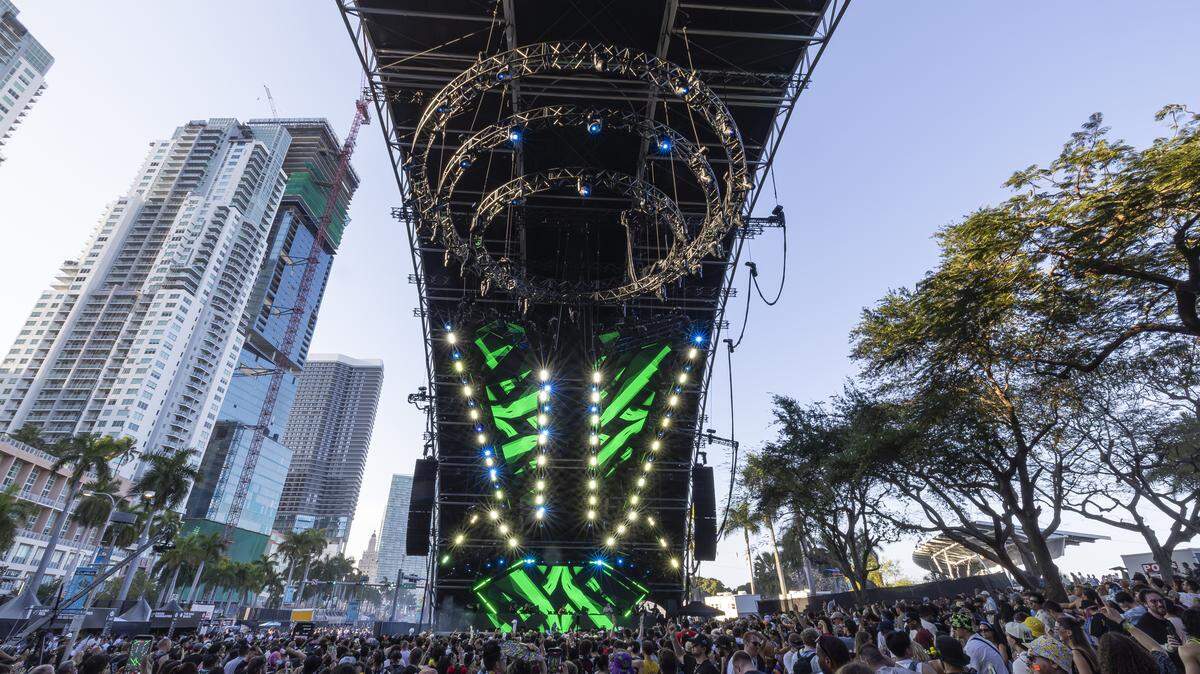 Bou performs on the Worldwide Stage during Ultra Music Festival’s 26th anniversary at Bayfront Park on March 28, 2026, in downtown Miami.