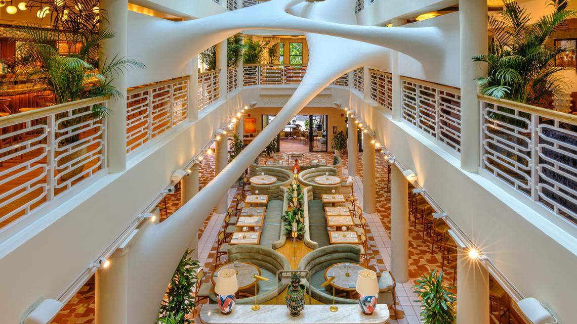 Elastika restaurant has just opened in the historic Moore building in Miami, under the Zaha Hadid sculpture for which it is named.