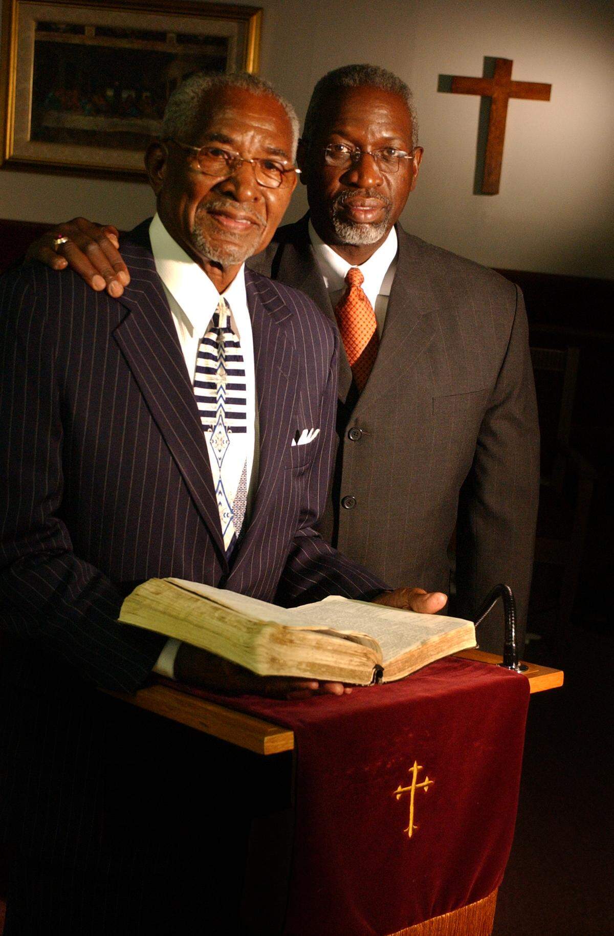 Father and son Bishop Walter H. Richardson, left, and Dr. Walter T. Richardson in 2004.