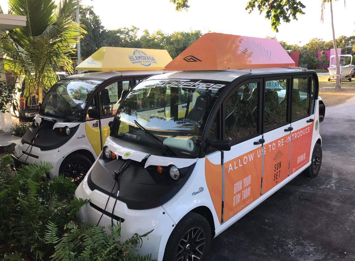 Freebee’s all-electric cars can reach a maximum speed of 35 mph.