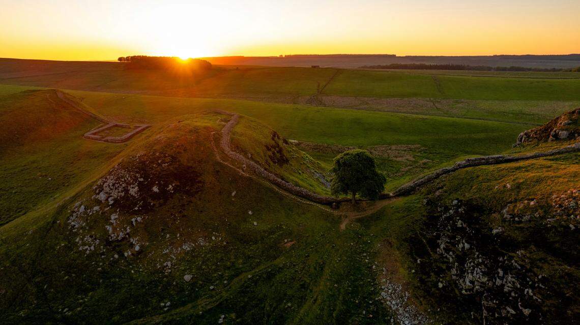 Hadrian’s Wall runs for 73 miles, marking the once strong frontier of the Roman Empire in the United Kingdom.