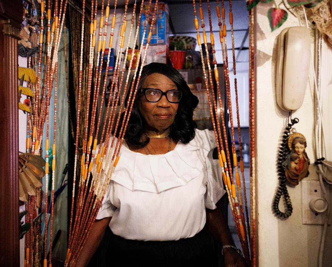 Lillie Barr, pictured inside her home in Miami Gardens, Florida, on Tuesday, April 15, 2025, has struggled to pay her water bills as costs continue to rise. Barr has lived in the house for over a half-century. There has been a longstanding dispute between Miami Gardens and the North Miami Beach water plant over water prices.