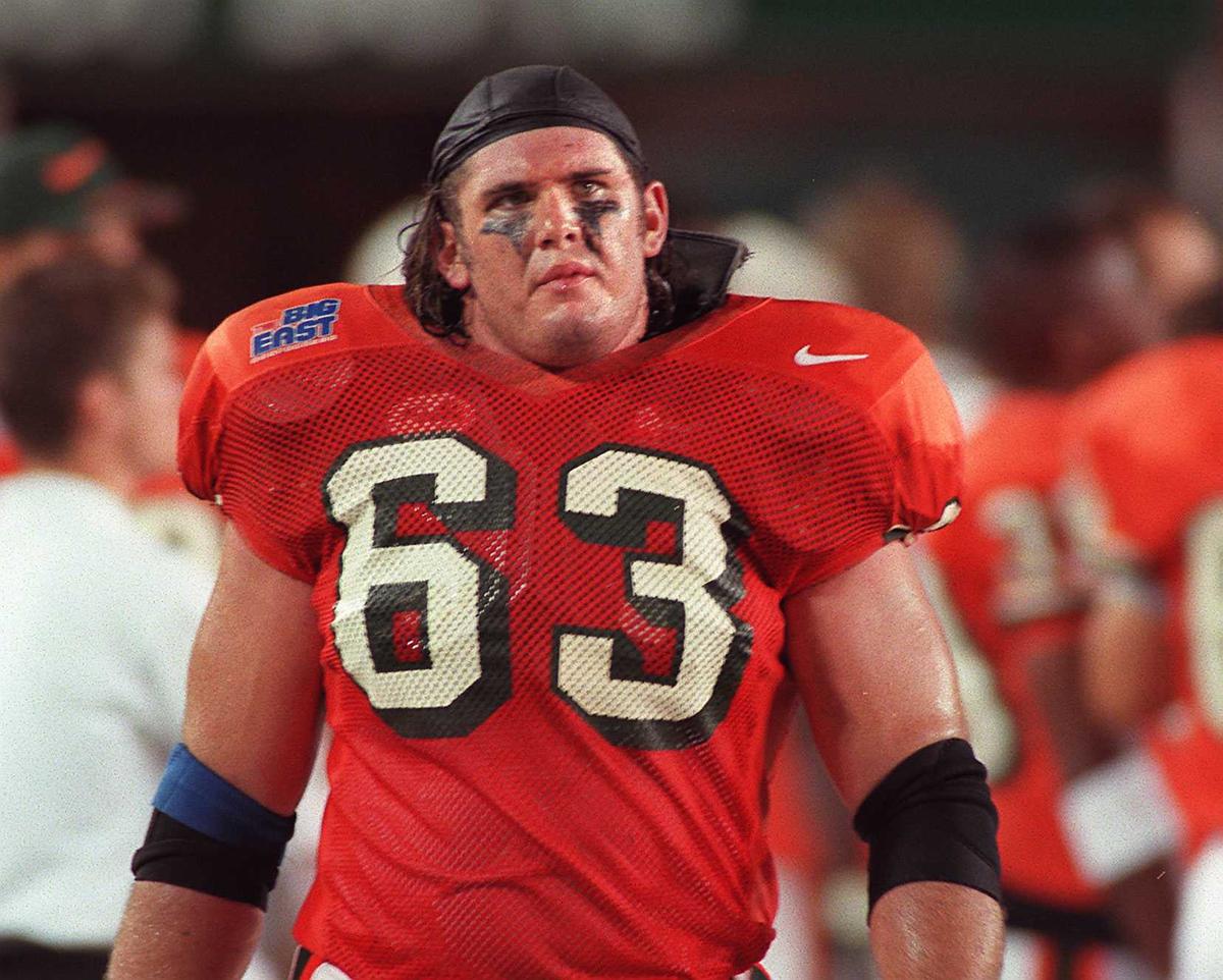 12/15/96 Photo by David Bergman/Herald Staff. K.C. Jones, who was with the Denver Broncos for two Super Bowls, shown as a Miami Hurricane.