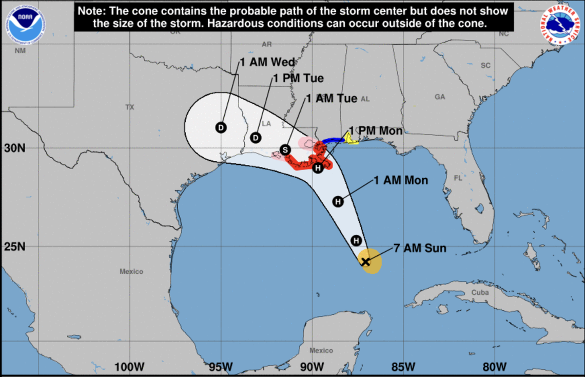 Tropical Storm Marco is nearing hurricane strength as it crosses the southeastern Gulf of Mexico Sunday morning, according to the National Hurricane Center.