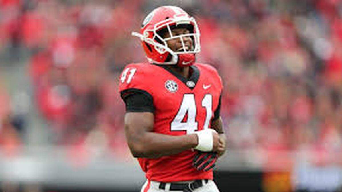 The 31st annual Miami Herald mock draft includes not only the first round but also the Dolphins’ expected first pick at 102nd overall in the third round. That pick: Georgia inside linebacker Channing Tindall, pictured.