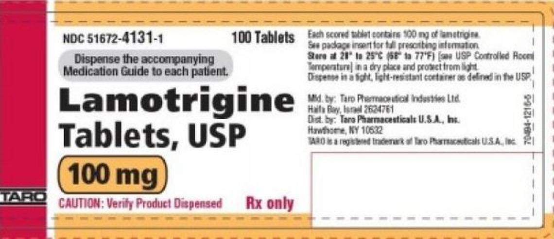 The label on the recalled Lamotrigine