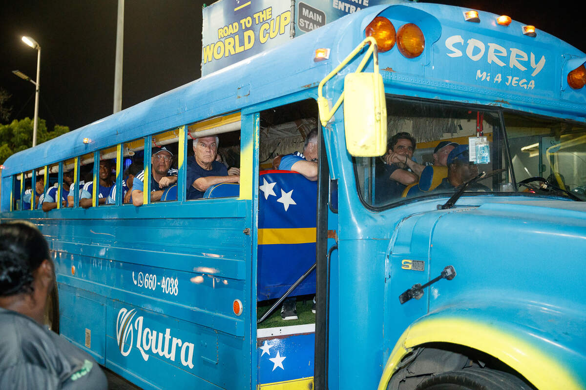Curacao's players leave by bus after an open training session at the Ergilio Hato Stadium SDK in Willemstad on June 4, 2026. (Photo by Pong Pong / AFP via Getty Images)