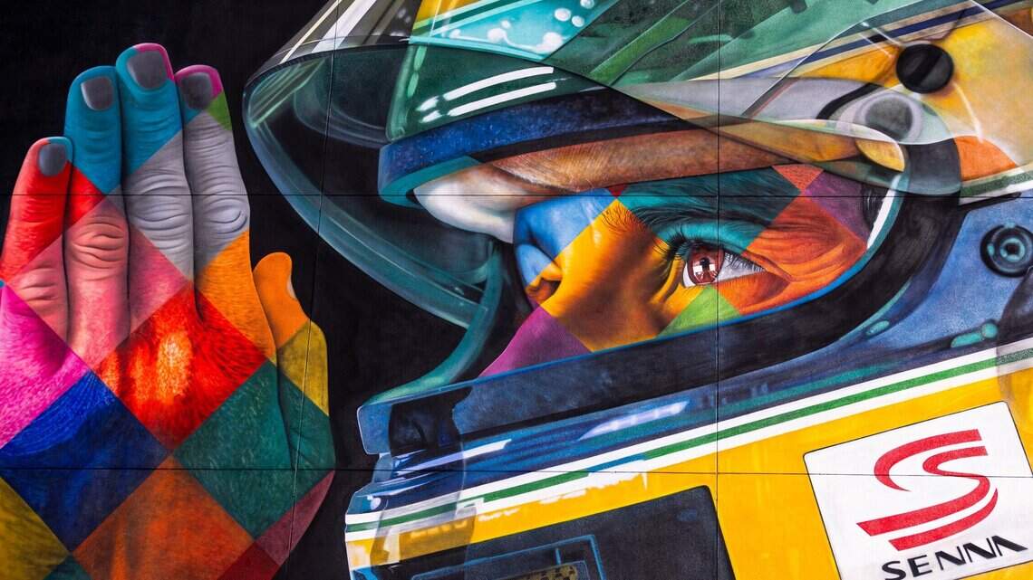 A Brazilian artist’s mural of F1 icon Ayrton Senna unveiled at the Miami Grand Prix track