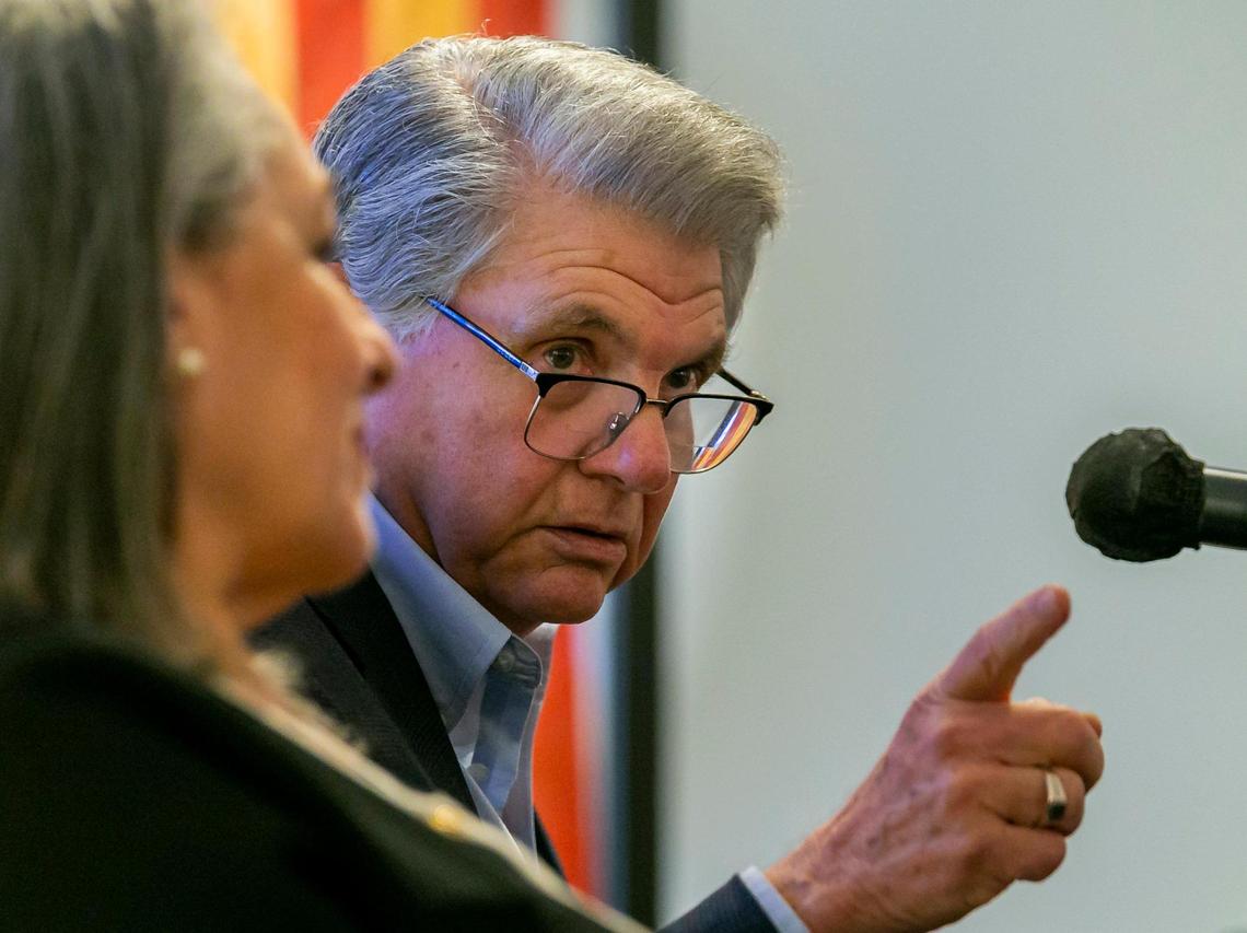 Maximo Alvarez, with Operation Pedro Pan, Inc., speaks during a roundtable discussion at the American Museum of the Cuban Diaspora in Miami’s Coral Way neighborhood on Monday, Feb. 7, 2022.