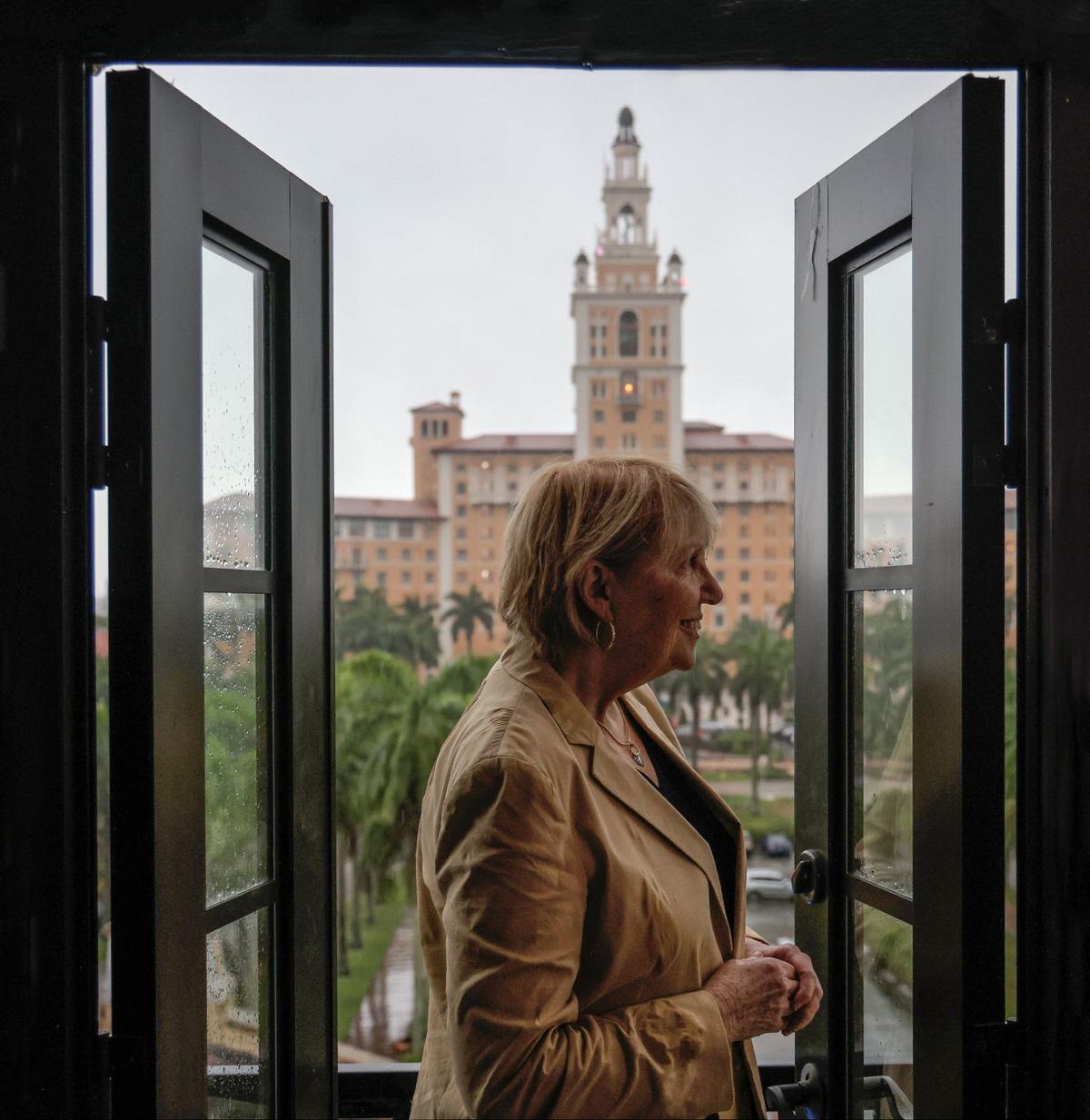 Rev. Laurie Hafner, the senior pastor of Coral Gables Congregational United Church of Christ, advocates for many social justice issues including poverty and food insecurity. She’s pictured here in the tower she stays in each year until five tons of food are collected for the hungry people of South Florida.