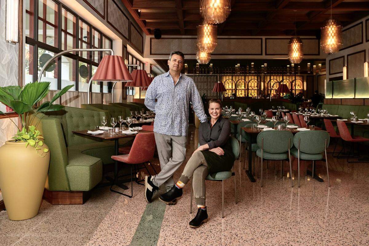 Husband-and-wife team David Martinez and Chef Michelle Bernstein at the newly reopened Sra. Martinez in Coral Gables.