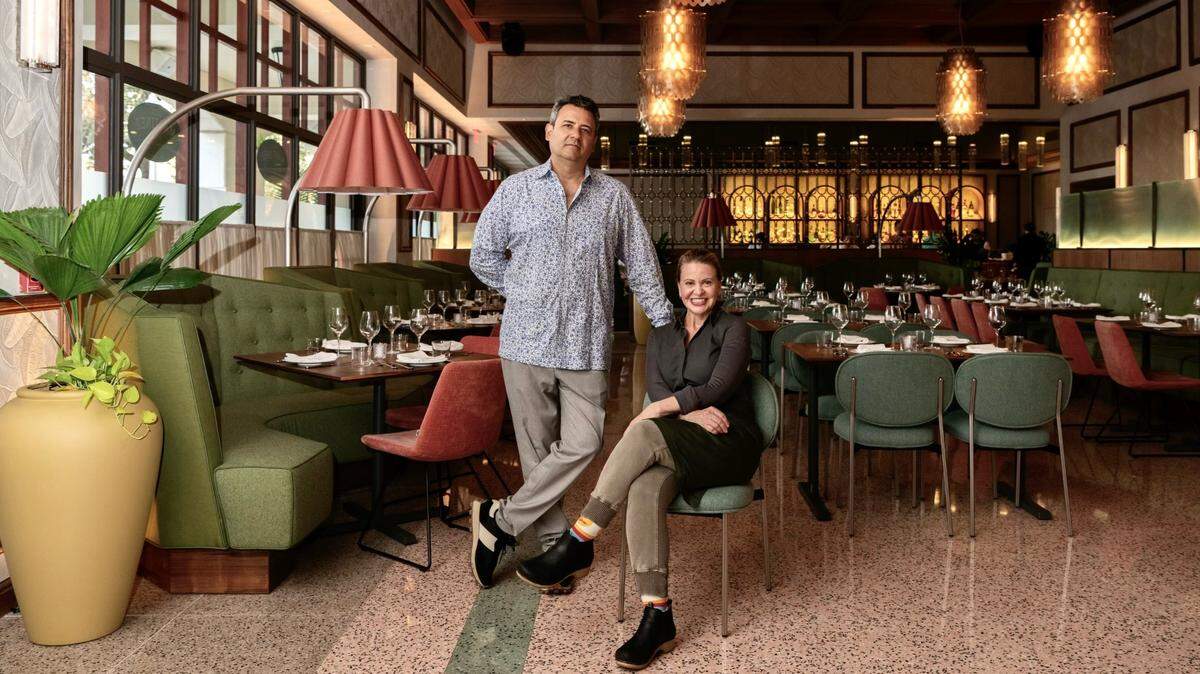 Husband-and-wife partners David Martinez and Chef Michelle Bernstein at the newly reopened Sra. Martinez in Coral Gables.