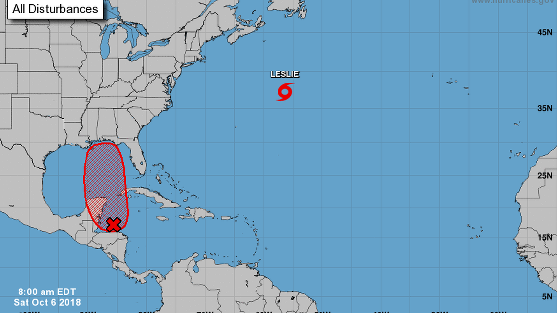 The tropical disturbance near Honduras has an 80 percent change of strengthening into a cyclone in the next two days as it heads toward the Gulf of Mexico, the National Hurricane Center said Saturday morning.