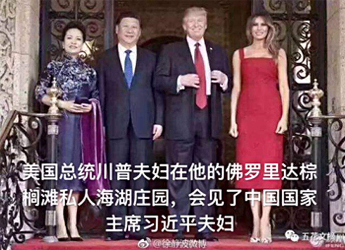 Chinese tour companies used photos of Xi Jinping’s summit to promote tourism to President Donald Trump’s South Florida club.