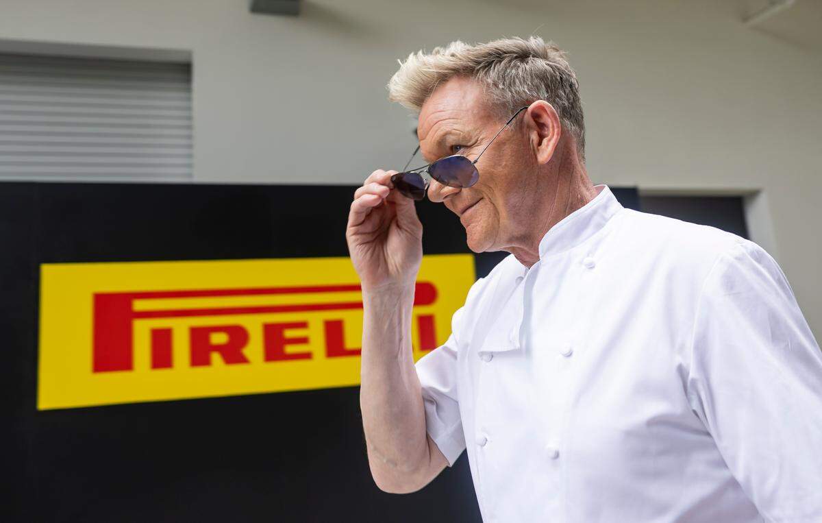British chef Gordon Ramsay is seen on the paddocks ahead of the Formula One Miami Grand Prix at the Miami International Autodrome on Sunday, May 4, 2025, in Miami Gardens, Fla.