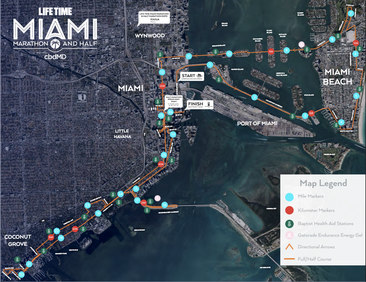 Life Time Miami Marathon And Half route
