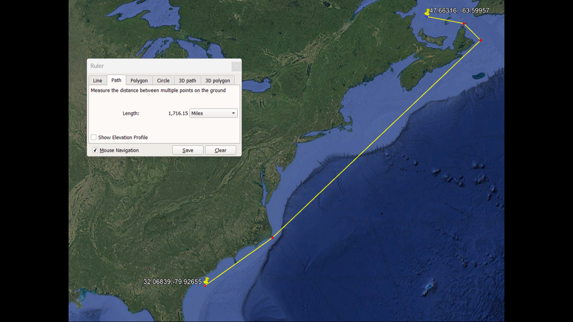 This map provided by OCEARCH shows the trip the shark made without giving away her location.