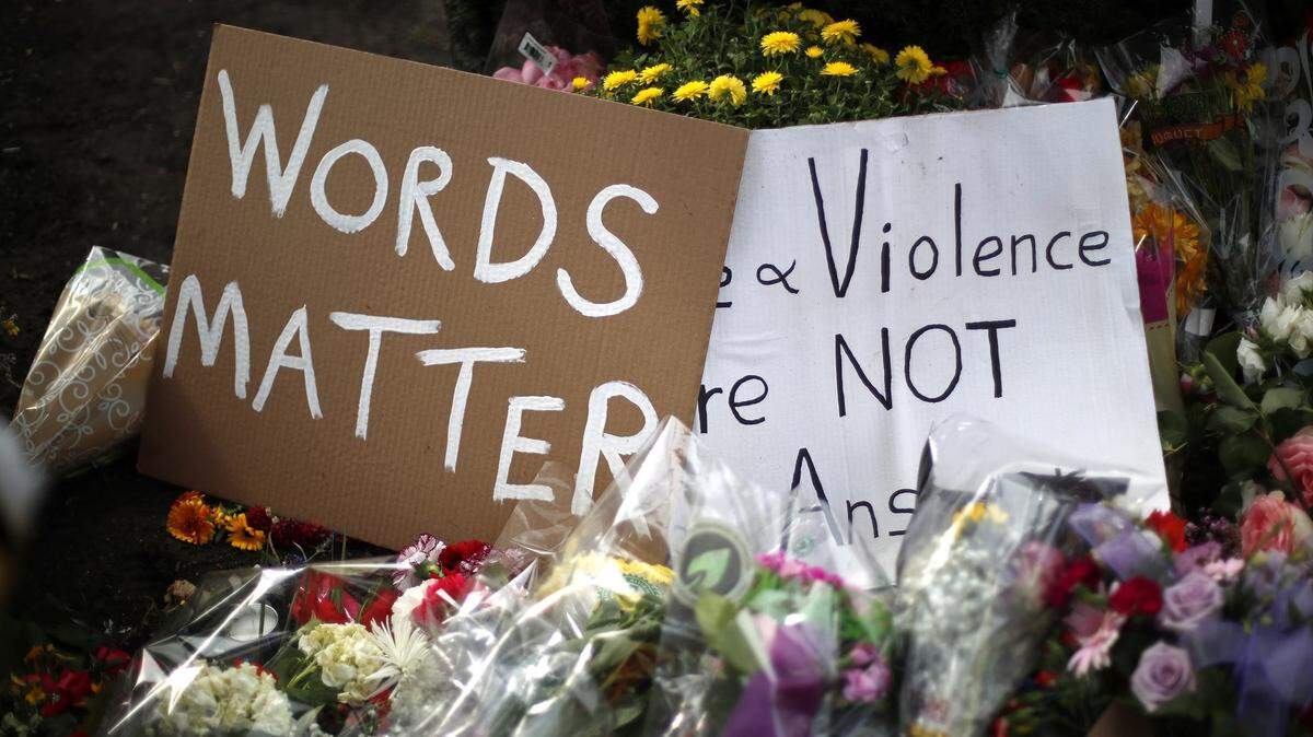 Mourners’ flowers outside the Tree of Life synagogue in Pittsburgh, where a gunman killed 11 people during a Shabbat prayer service in 2018.