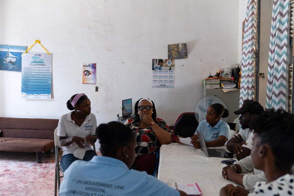 Régine Zéphirin Diègue, with eyeglasses, founded Movement for the Integration and Emancipation of Disabled Women in 2009 to address the exclusion and discrimination faced by women and girls in Haiti.