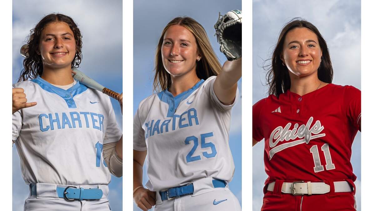 Coral Springs Charter’s Giovanna Gurgel (left) is the Miami Herald’s Broward Softball 4A-1A Player of the Year. Charter’s Courtney Wahlbrink (middle) and Cardinal Gibbons’ Lydia Berent (right) are the Broward 4A-1A Pitchers of the Year.