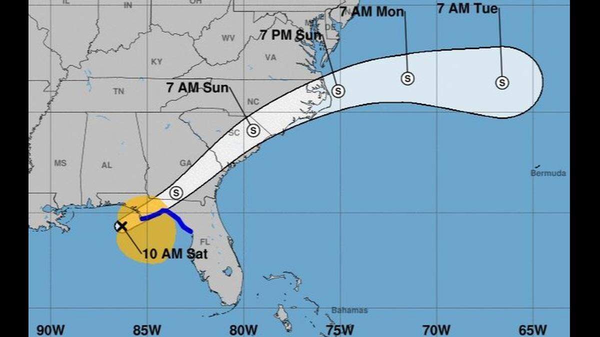 The 11 a.m. advisory tracking map