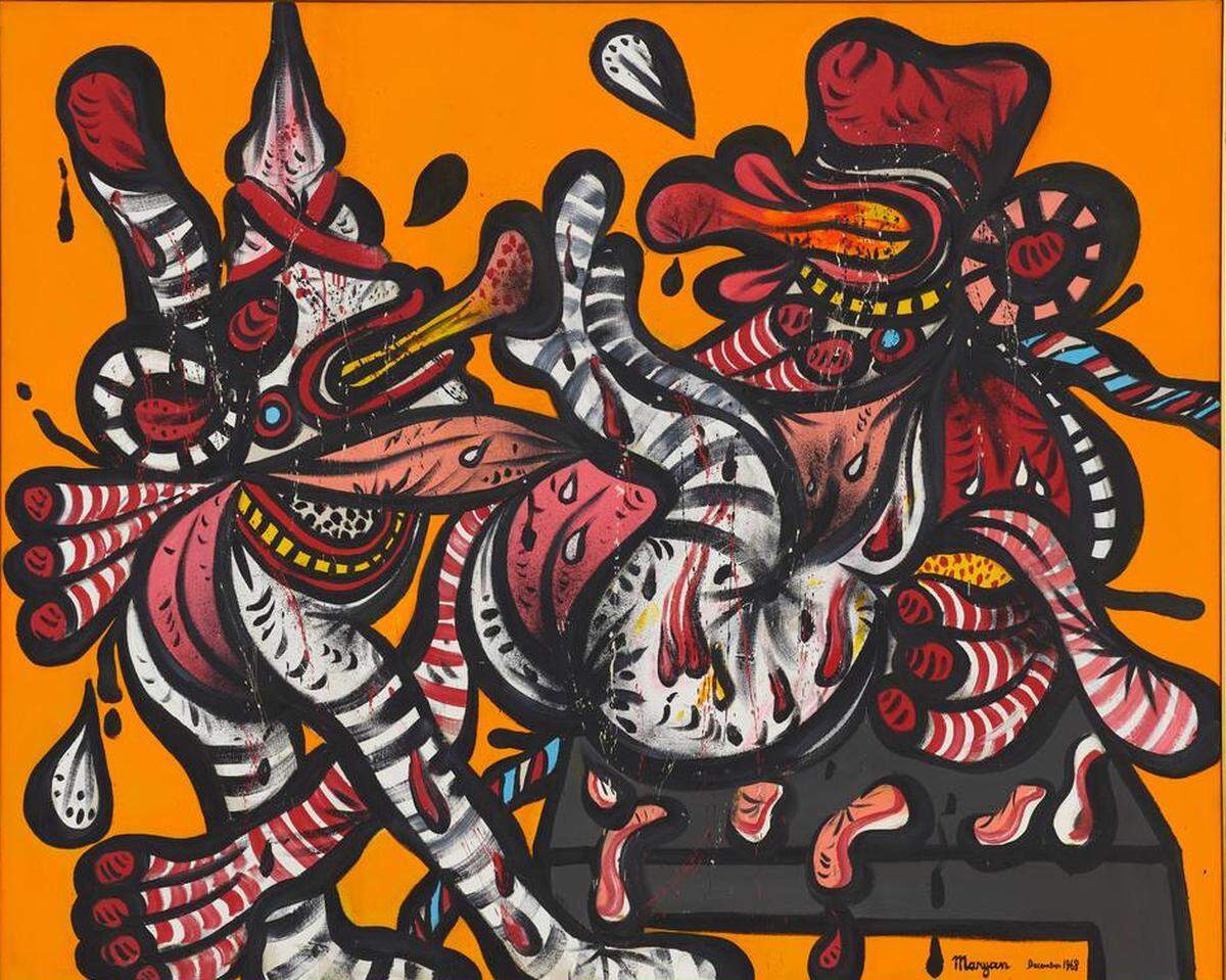 ‘Two Personnages’ is one of the works on display at the Museum of Contemporary Art’s exhibit ‘My Name is Maryan,’ which features 40 years of paintings, sculptures, drawings and film by the Polish-born artist Maryan, a Holocaust survivor.