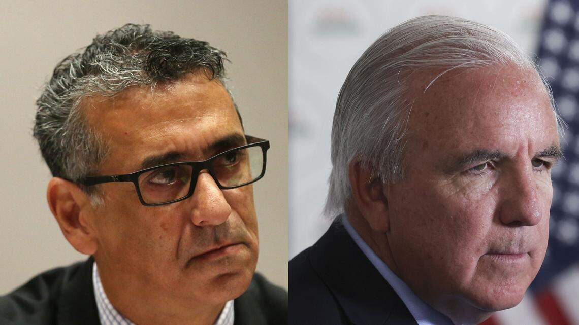 Robert Asencio, left, is challenging U.S. Rep. Carlos Gimenez in the race for Florida’s 28th Congressional District.