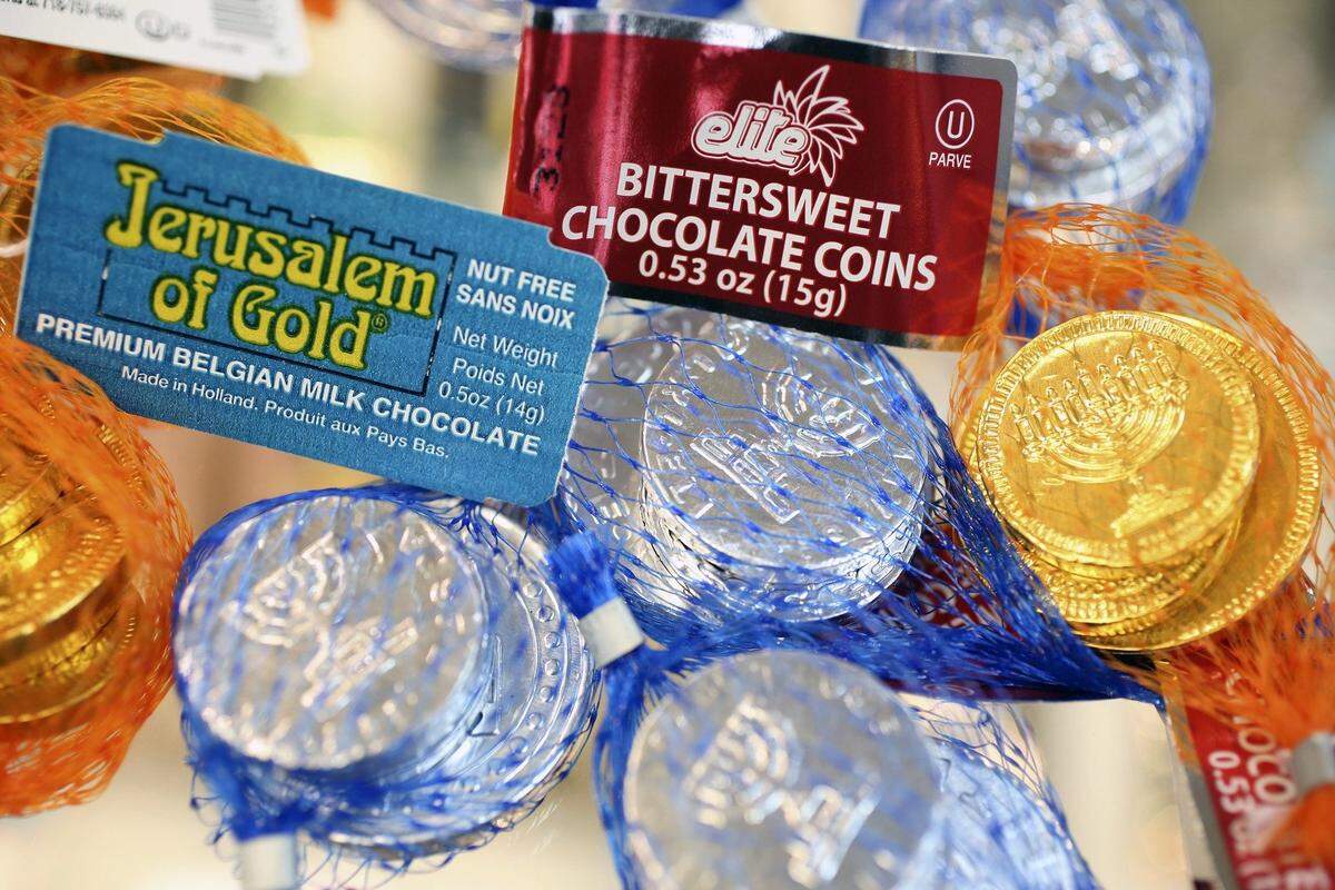 Gelt is chocolate coins often given to children during Hanukkah. 