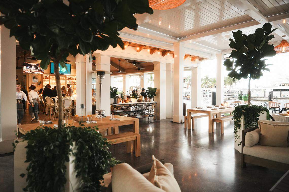 Lamarina’s breezy, greenery-filled dining room brings an elegant, open-air atmosphere to West Palm Beach’s waterfront