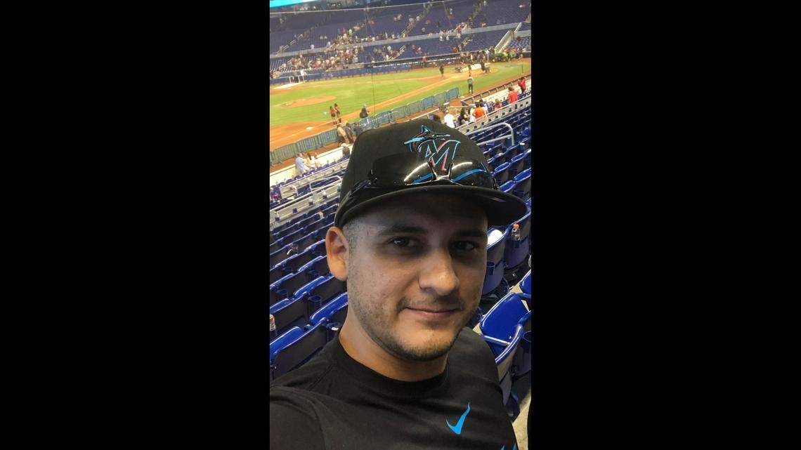 Cesar Echaverry, pictured here on Facebook, is a Miami-Dade police officer. He was shot in the head in Liberty City on Monday.