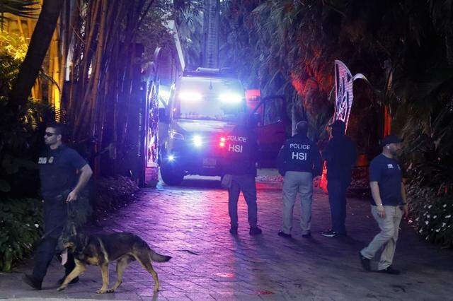 Federal agents raid the 2 Star Island Drive mansion owned by Sean ‘Diddy’ Combs on Monday, March 25, 2024, in Miami Beach, Florida. On Tuesday, Sept. 17, 2024, federal prosecutors in New York unsealed an indictment alleging Diddy “engaged in a persistent and pervasive pattern of abuse toward women and other individuals.”&nbsp;He has pleaded non guilty.