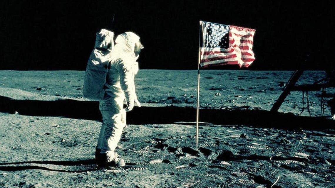 Image of the 1969 moon landing in 1969.