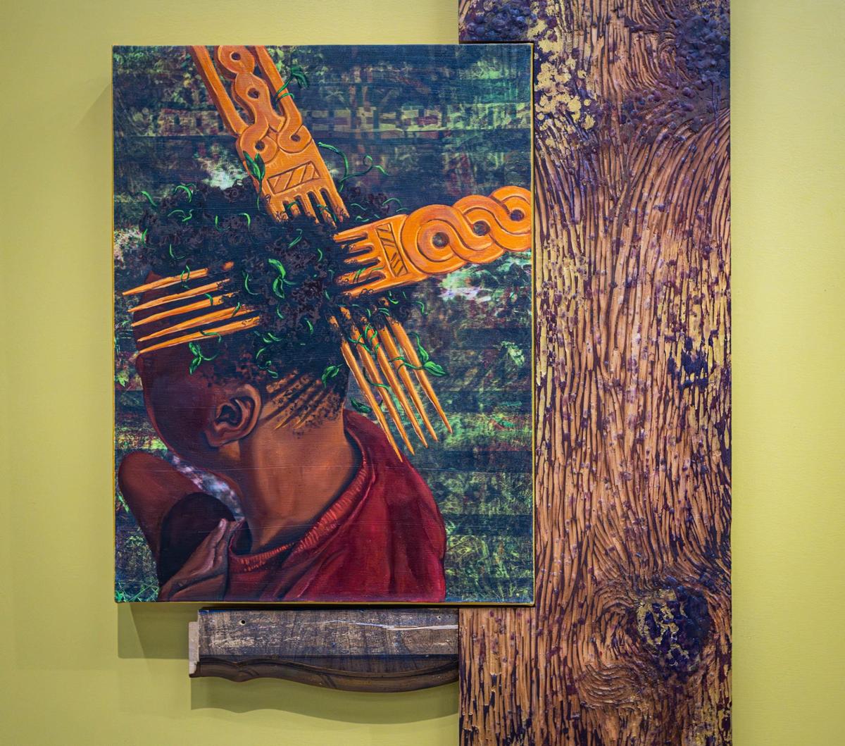 One of Cornelius Tulloch’s pieces at the Andrew Reed Gallery on Thursday, July 11, 2024 in Miami, Fla.