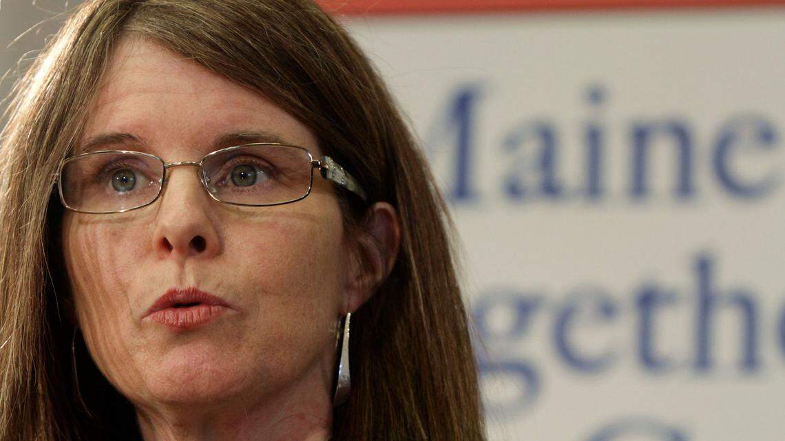 Mary Mahew responds to questions after being named commissioner of the state Department of Health and Human Services by Maine Gov. Paul LePage at the State House in Augusta, Maine, in 2011.