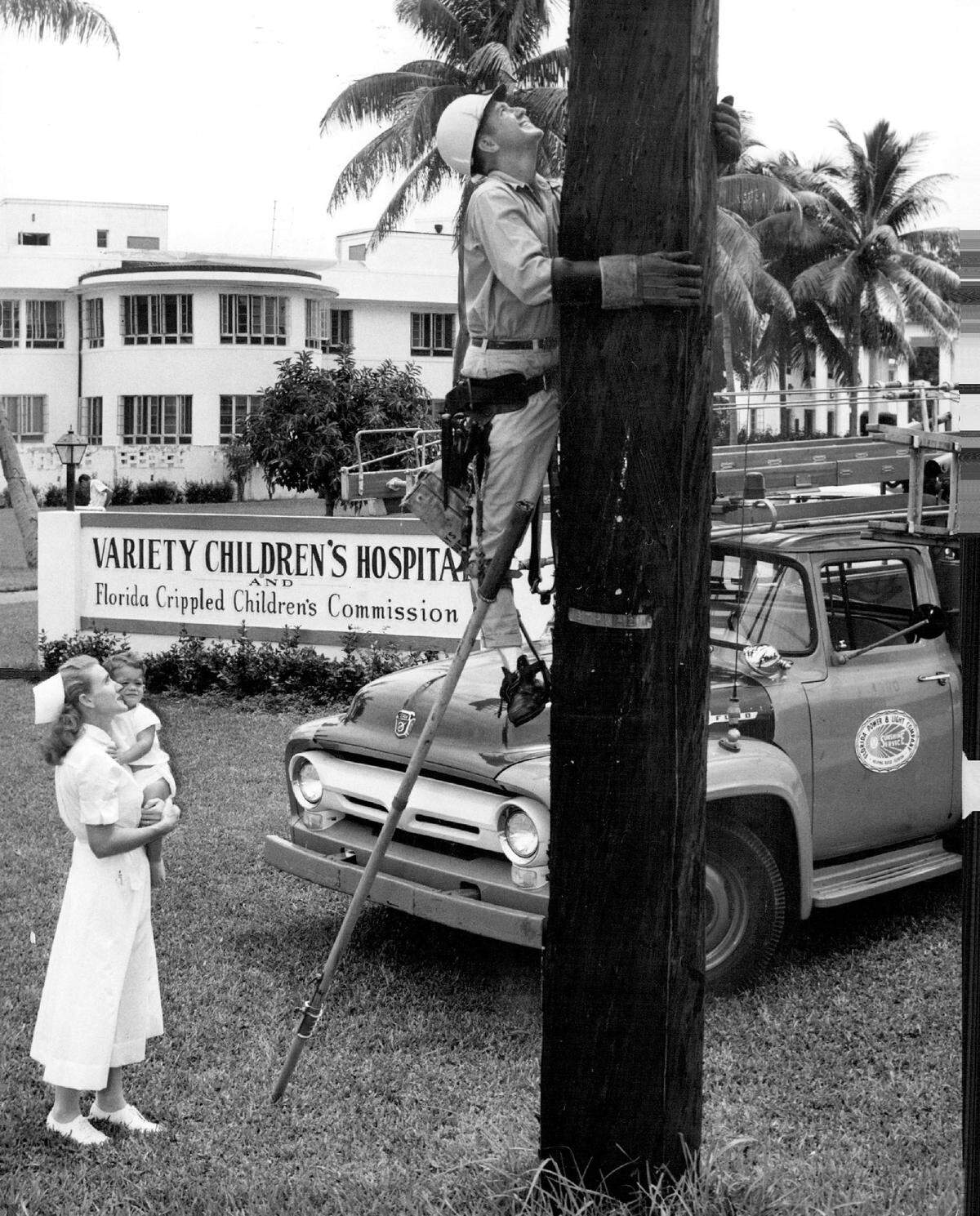 In 1957, Preparedness Day at Variety Children’s Hospital near Miami.