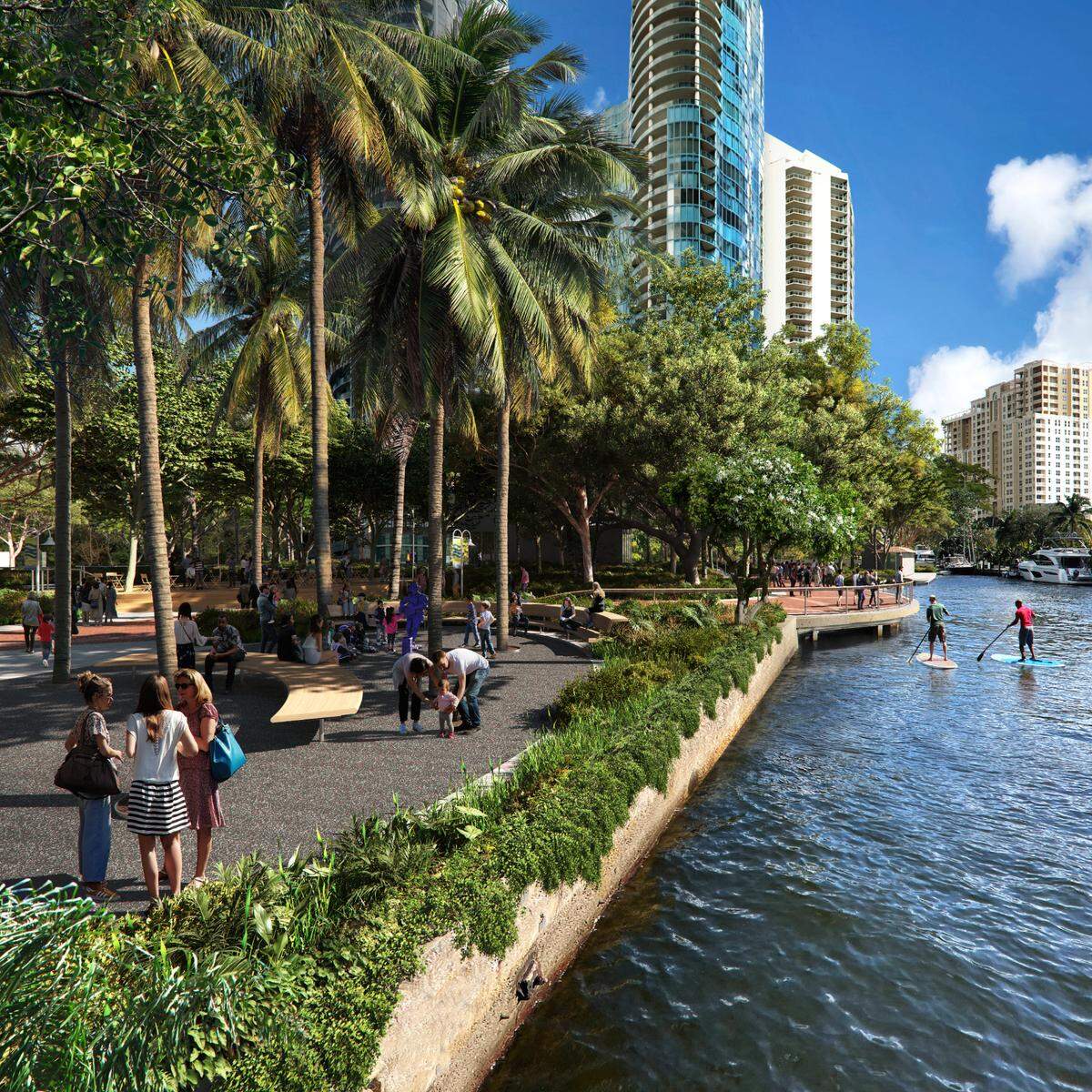 Rendering of the river terrace in Huizenga Park in downtown Fort Lauderdale.