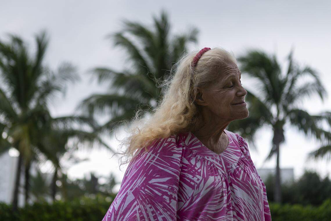 Barbara Thompson stands near Ocean Drive in Vero Beach as Hurricane Dorian makes its way to the Florida coast on Saturday, August 31, 2019. Thompson says she has full faith that God will take care of the community.
