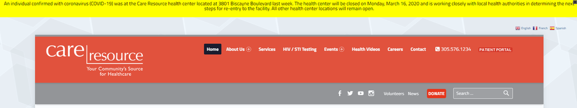 A yellow banner on the center’s website early Monday says it’s “working closely with local health authorities in determining the next steps for re-entry to the facility.”