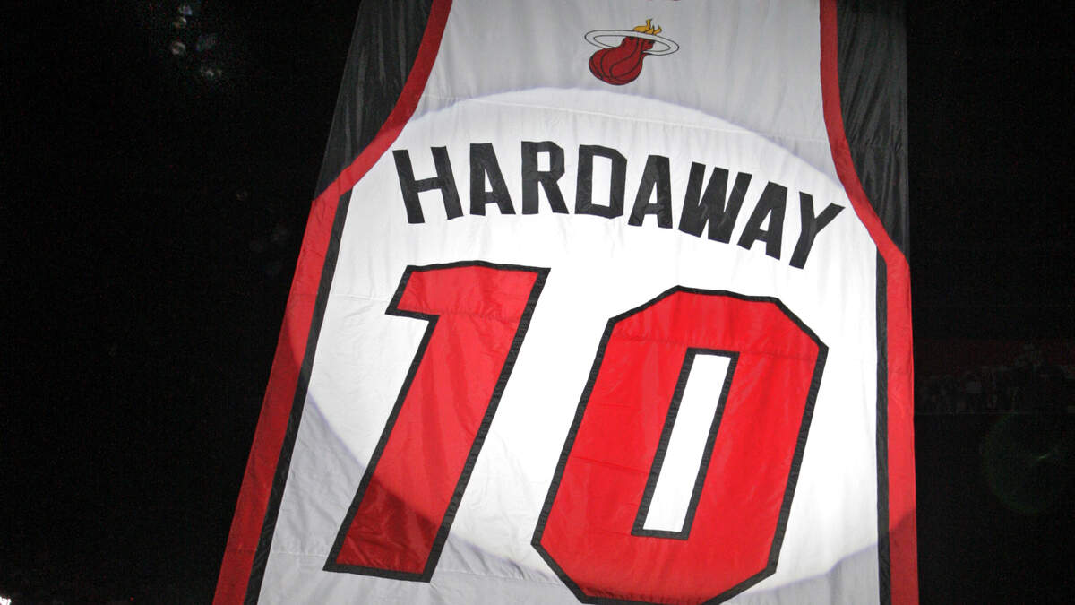 Heat great Tim Hardaway’s No. 10 jersey was retired by the organization in 2009.