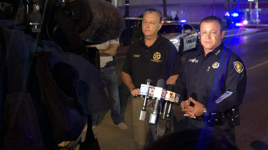 Fort Lauderdale Police Chief Rick Maglione, right, spoke April 18, 2018, about a fatal police-involved shooting in Fort Lauderdale Wednesday night.