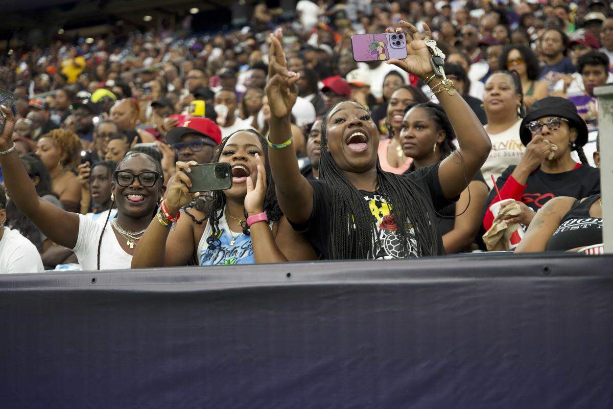 Crowds cheer on HBCU marching bands at NRG Stadium in Houston during the 2024 National Battle of the Bands.