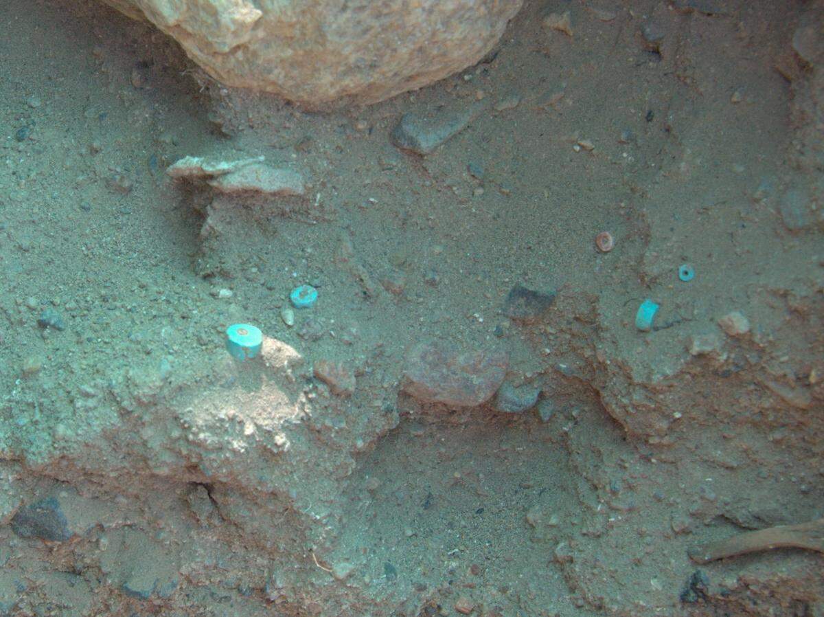 The beads, along with turquoise and other materials were found in the dirt of an outdoor patio, researchers said.