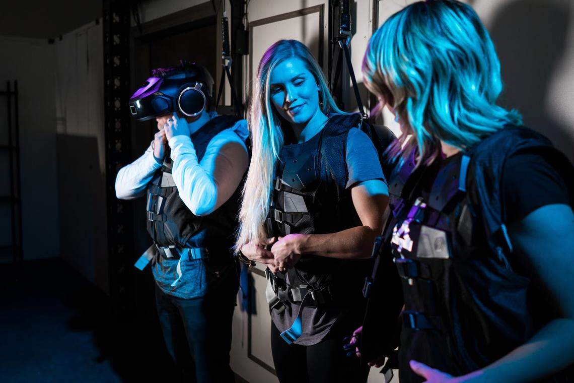 Players in Secrets of the Empire are equipped with virtual reality headsets and high-tech vests for the experience.