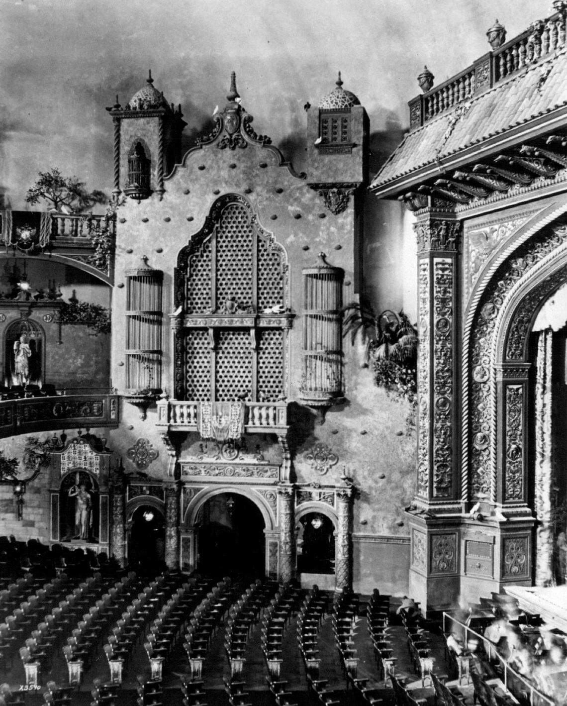 Interior view of the historic Olympia Theater in downtown Miami, showcasing its ornate architecture and timeless charm.