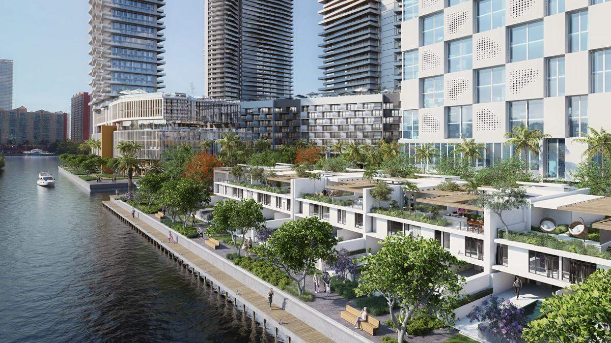 Architectural renderings of the residential buildings at the Uptown Harbour development in North Miami Beach.