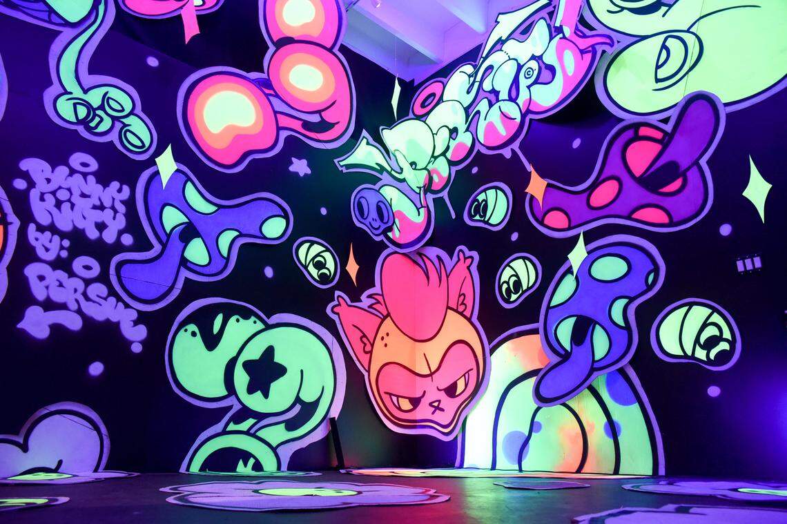 The glow-in-the-dark BunnyKitty Dreamstate Room will take your mind off your pandemic troubles.