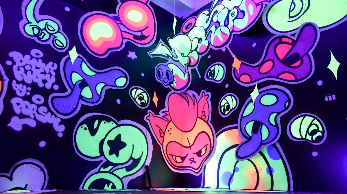 The glow-in-the-dark BunnyKitty Dreamstate Room will take your mind off your pandemic troubles.
